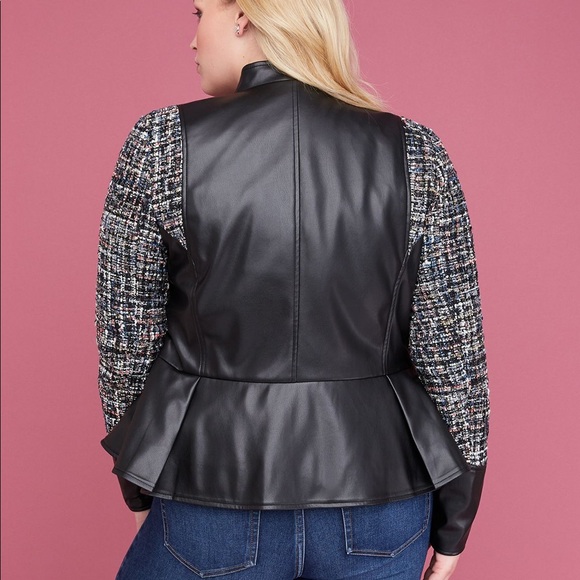 LANE BRYANT LEATHER & TWEET JACKET SIZE 22… - Picture 2 of 5